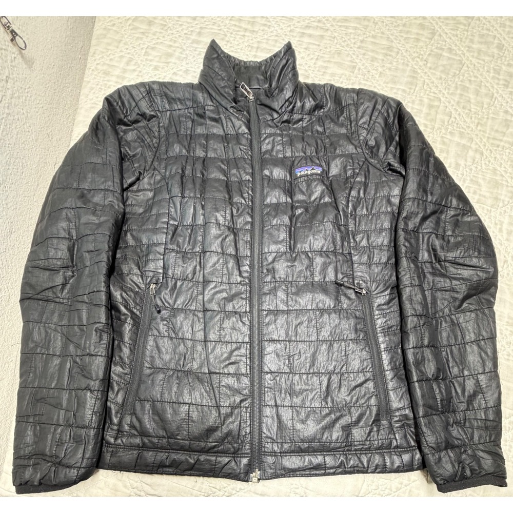 Patagonia Nano Puff Jacket Women S Black Distressed Insulated Quilted Puffer